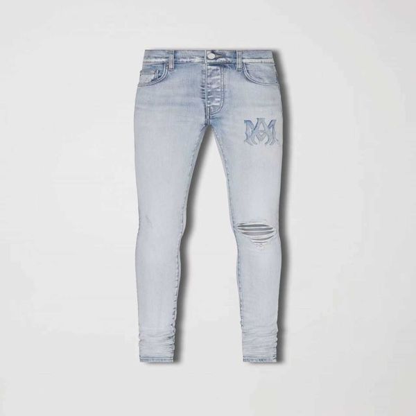 

jeans men pants ammir blue basic men's slim fit high street fashion brand elastic style designer niche ins celebrity casual leisure jjt
