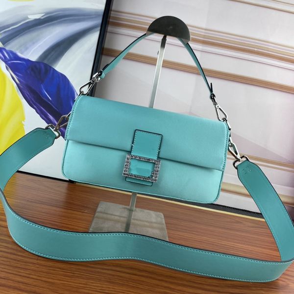 

silk satin baguette bag shimmering diamond letter clasp handbag crossbody bag flap purse drill underarm totes removable wide strap handle si