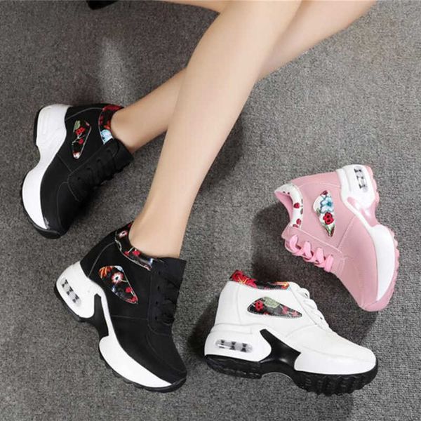 

dress shoes spring trendy shoes woman high sneakers women platform ankle boots basket femme chaussures femmes height increase shoes w505, Black