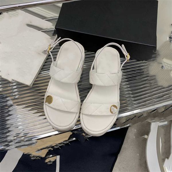 

fashion women's sandals 2023 channel luxury brand summer popular leather high heel sandals leisure holiday flats 06-06, Black