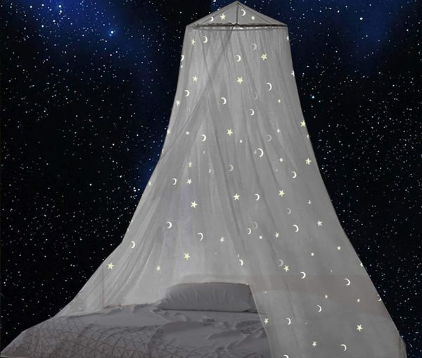 

crib netting bed canopy with fluorescent stars glow in dark for baby kids girls starry night mosquito net fit the baby cribs kid beds 230308