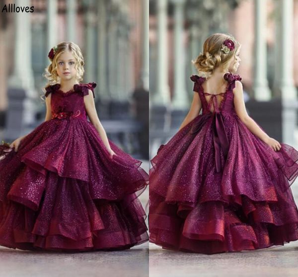 

pretty sequined flower girl dresses for wedding puff tiered little girl' pageant party gowns floor length princess todder first commun, White;blue