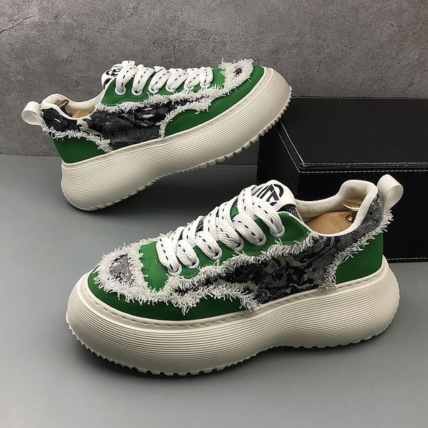 

italian designer dress wedding party shoes autumn fahsion classic vulcanize canvas casual sneakers round toe thick bottom business leisure w, Black