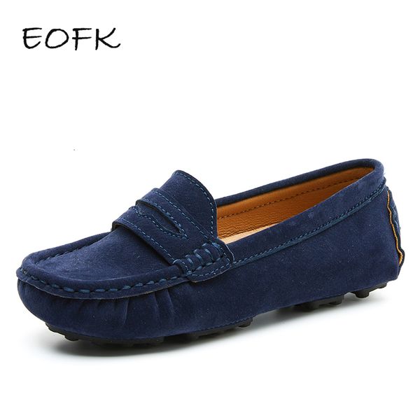 

sneakers eofk kids penny loafers flats shoes suede leather spring autumn soft children toddle little boy casual solid slip on moccasins 2303, Black;red