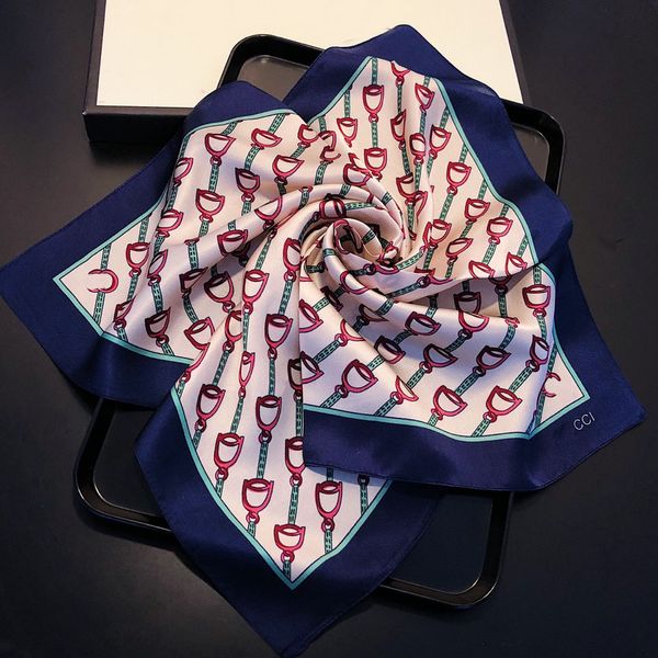

fashion versatile silk small square scarf youth style headband soft and comfortable print scarf luxury gletter brand headwear delicate desig, Blue;gray