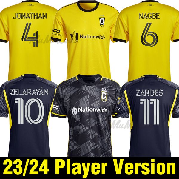 

player version 2023 2024 columbus soccer jerseys 22 23 pedro mensah zelarayan zardes r.williams santos black football shirt, Black;yellow