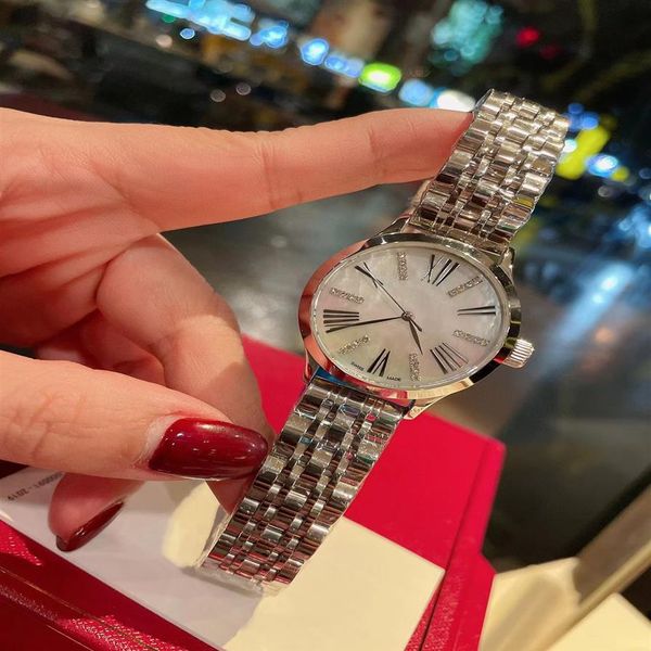 

fashion watches ladymatic watch quartz movement 32mm 316l case fine steel strap305z, Slivery;golden