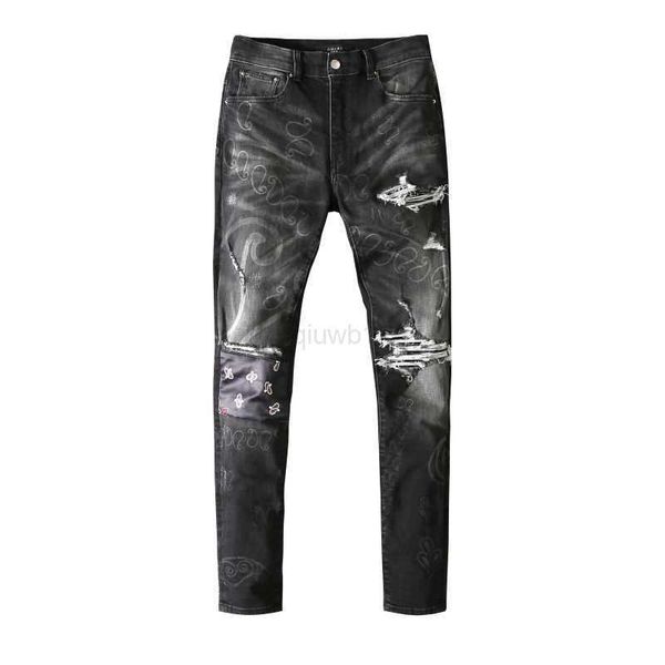 

mens jeans with holes frosted stickers are casual slim and black6gkw, Blue