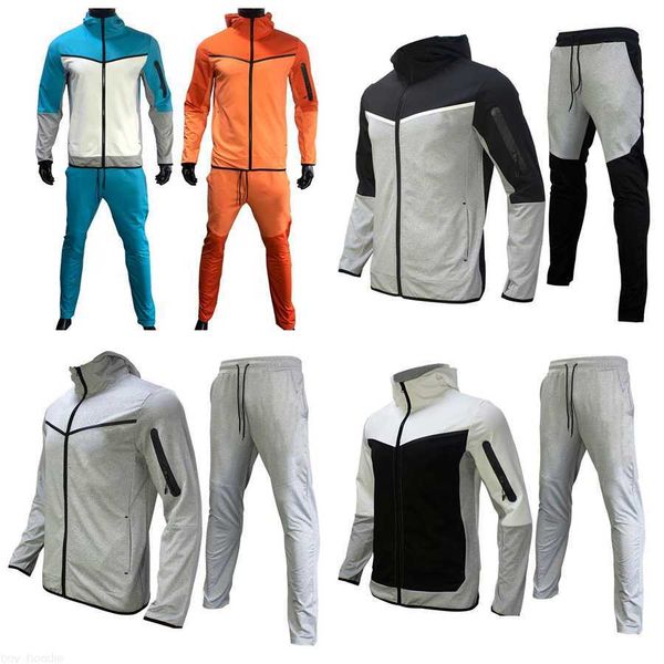 

new season thick tech fleece tracksuit mens sports sportswear pants back zip hoodies jackets space cotton trousers womens bottoms joggers, Gray