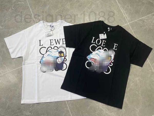

designer loe luojia spring and summer embroidery printing cartoon faceless men's loose round neck short sleeve t-shirt for men women jd, White;black