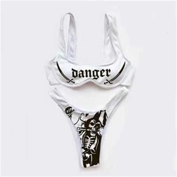 

2023 offset bikini suit devil women's split swimsuit, White;black