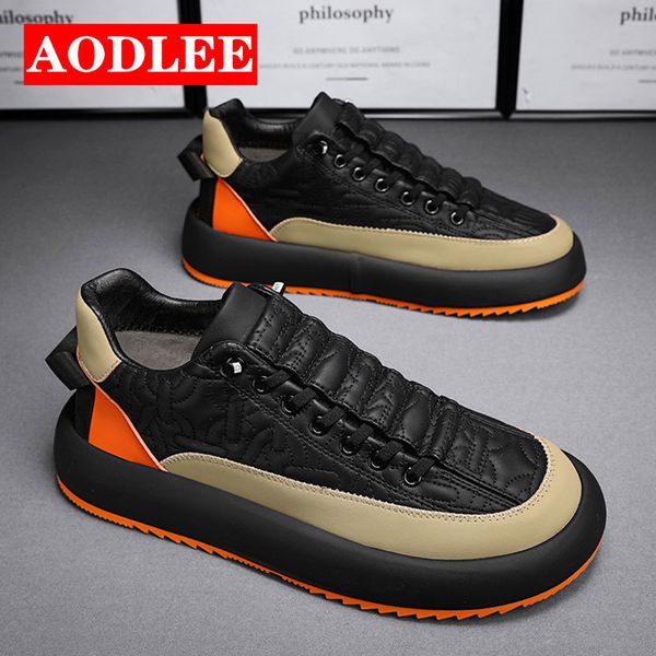 

dress shoes 2023 men vulcanized sneakers tennis sports pu mix color good quality skateboarding walking casual shoe for male 230308, Black