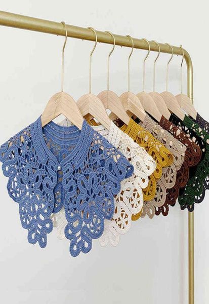 

vintage shawl oneck fake collar shirt women hollow crochet lace false collar detachable woman mesh scarf wrap summer thin scarf y3470722, Blue;purple