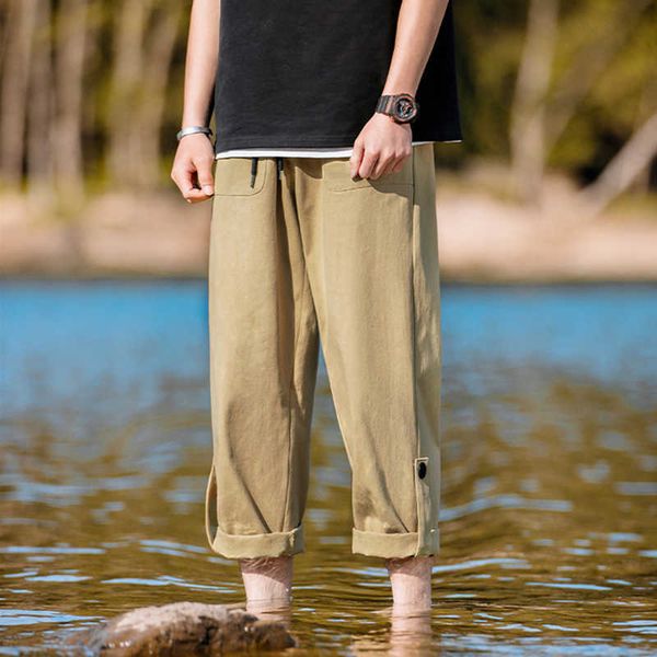 

men's pants autumn cotton wideleg straight pants male korean fashion loose trousers streetwear 2022 men casual allmatch jogging sweatpa, Black