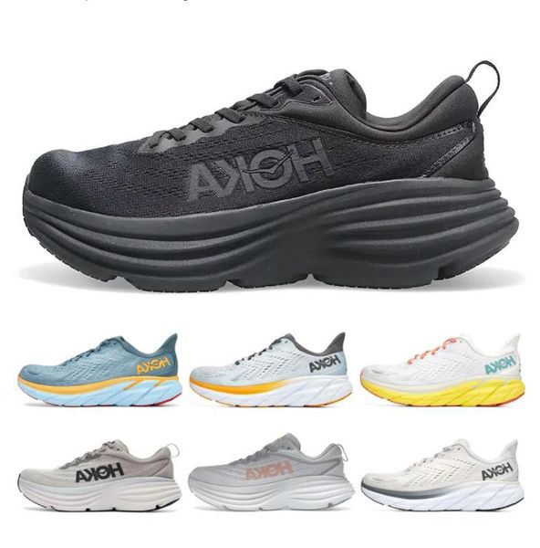

running shoes outdoor for men womens hoka bondi 8 clifton triple white black harbor mist summer song blue lunar rock runner mens sports snea