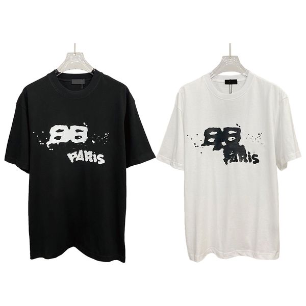 

ba mens designer tshirt womens t shirt graffiti splashing ink couples parisletters printed shirts summer tees, White;black