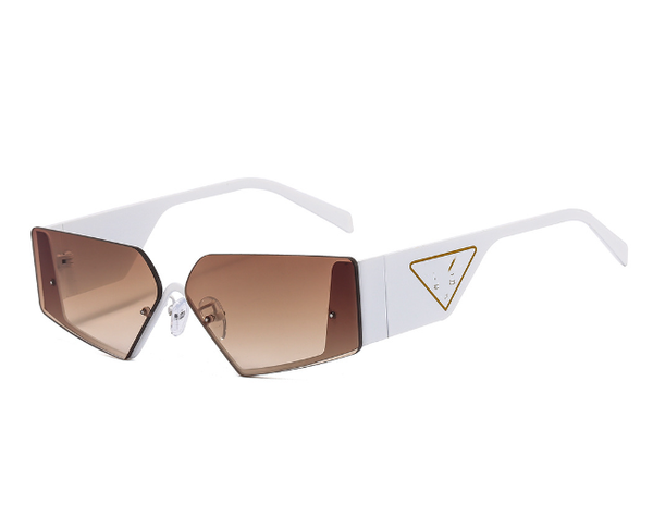 

famous small frame sunglasses personality metal half frame cat eye wide leg sunglasses for both male and female glasses, White;black