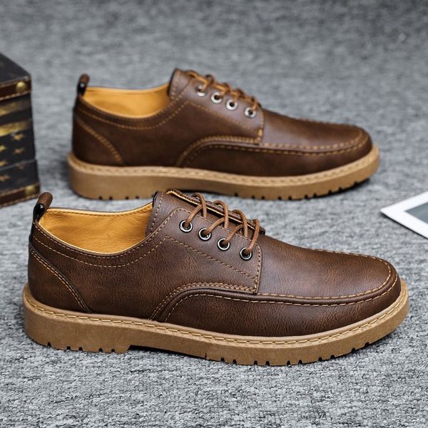 

dress shoes england men casual upscale leather loafers male comfortable fashion faux suede for summer flat shoe 230308, Black