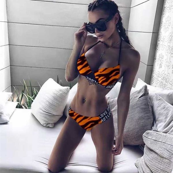 

2023 new bikini swimsuit hard bag love striped split women, White;black