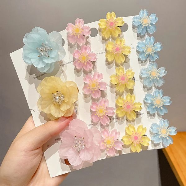 

1/5pcs cute flower mini hair crab clamps girls women sweet pearl hair clip claw metal barrettes children hair accessories, Slivery;golden