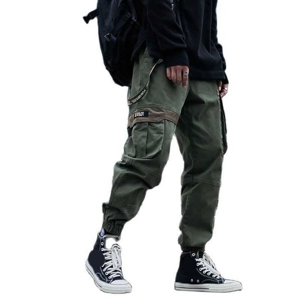 

men's pants cargo pants men drawstring male trousers american style high street multi pocket branded clothes 2022 spring autumn black z