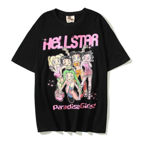 Marken-T-Shirts Herren-T-Shirts High Street Kurzarm Hellstar Paradise Girls Tee Laurins mk