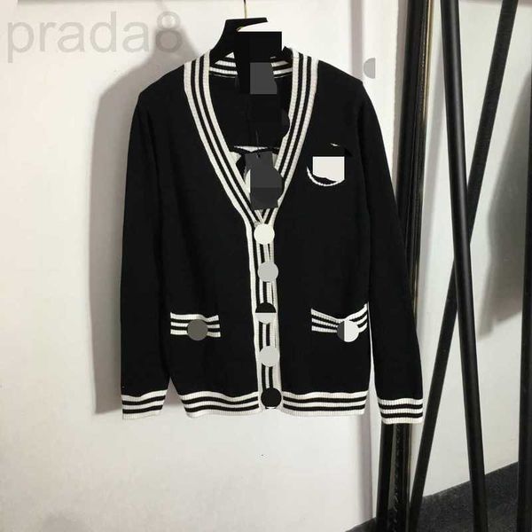 

women's sweaters designer 918 2022 milan runway autumn short sleeve v neck black white cardigan meiyi qv7q, White;black