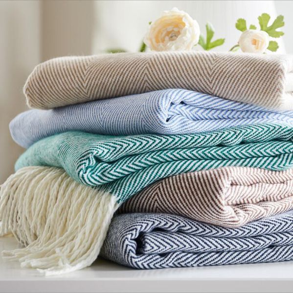 

acrylic tassel blankets woven jacquard blanket weave wavy herringbone thread office air conditioning blankets nap bedroom bedspreads sofa sn