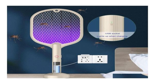 

other fashion accessories explosion electric insect racket mosquito swatter usb rechargeable home fly bug zapper insert killer tra9843118, Silver