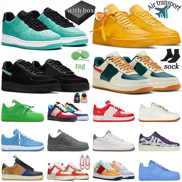 

with box designer casual shoes low cut triple white af1 platform skate airforce 1 tiffany x one university blue panda men women skeleton