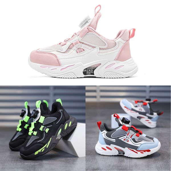 

2023 fashion ale children's shoes pink gray red black green spring rotating button breathable mesh outdoors shoes sneakers color250, White;red