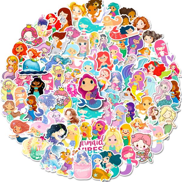 

100pcs-pack mermaid stickers for kids wholesale vinyl sticker waterproof lap car scrapbooking water bottle guitar box skateboard jdm luggage