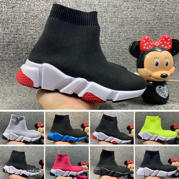 

running socks shoes big kids designer sock boys girls children trainer youth stretch-knit sneakers luxury fashion casual trainers, Black