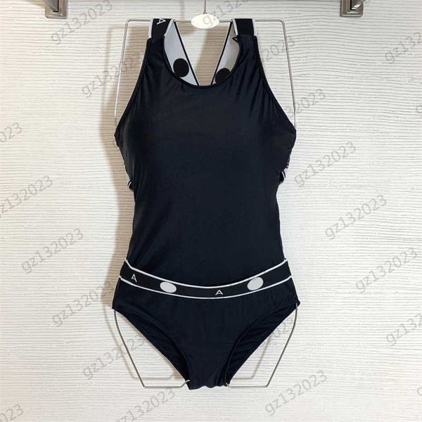 

women swimwear classic medusa elastic letter webbing sleeveless bathing suits bare waist design one-piece swimsuit womens luxury casual clot, White;black