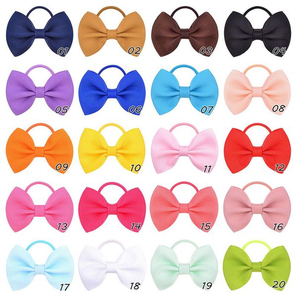 

baby kids girl solid color handmade bowknots hair rubber bands children elastic headwear party club hair accessories, Pink