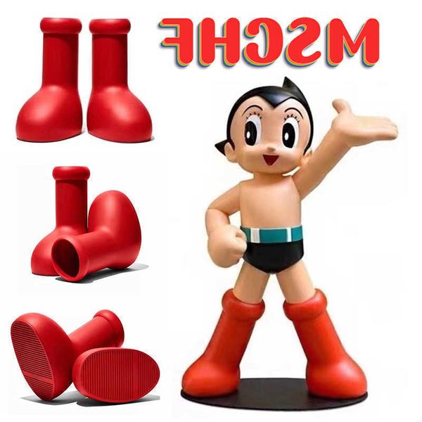 

shoes boots new mschf mighty atom cartoon boots big red boot for desiger mens womens cute rainboots fashionboots smooth rubber kneeboots siz