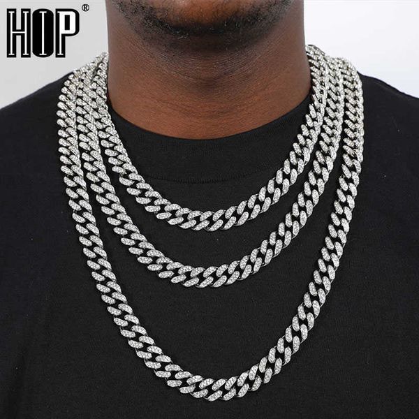 

pendant necklaces hip cuban link chain for men miami iced out cuban necklace gold plated bling necklaces 13mm rapper jewelry for men women l, Silver