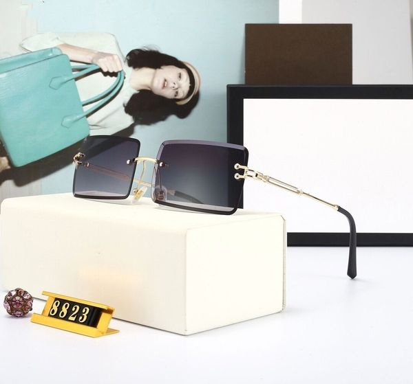 

classic designer women sunglasses rimless sunglasses thickened beautiful edge hd gradual color changing marine lenses classic square shades, White;black