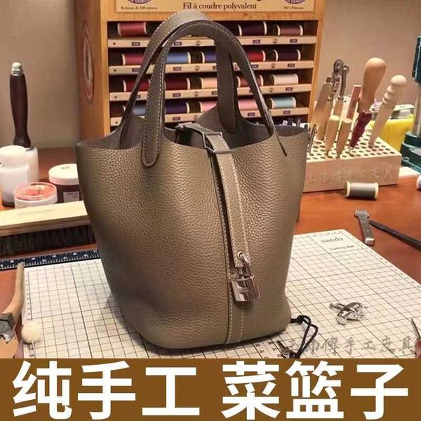 

h bag designer original h home vegetable basket bucket leather bag for women 2023 new style cowhide versatile casual handbag