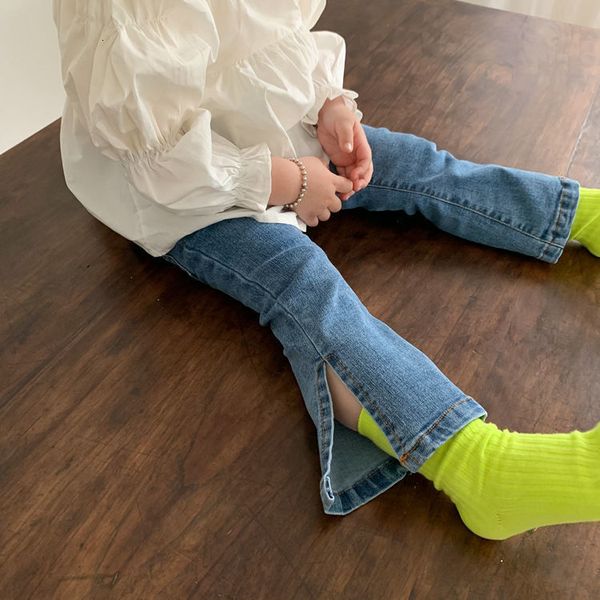 

jeans spring autumn girls fashion jeans pant baby kids children denim trousers 230308, Blue