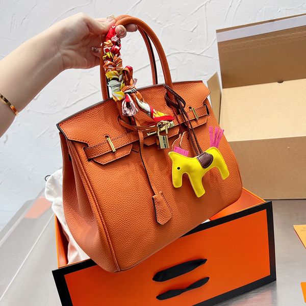 

tote bag handbag shoulder straps birkin handmade platinum lychee cowhide leather purse women bk 30 h designer fashion luxury bag