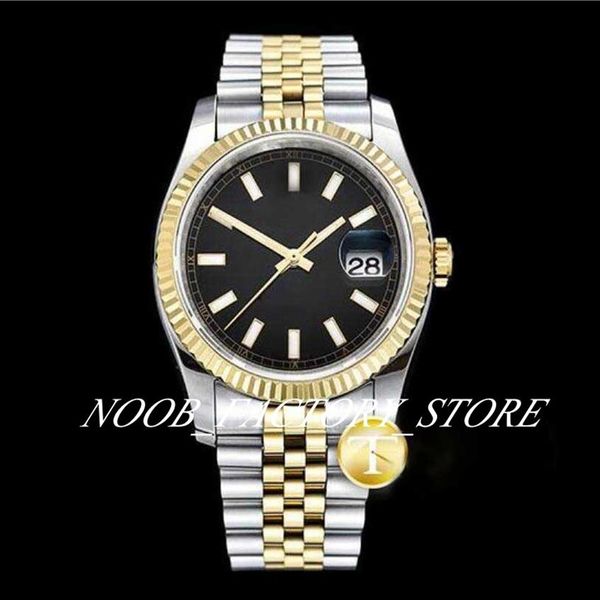 

watches men new factory dj 36mm two tone gold jub rg ss black thick lume sapphire luminescent dial diamond bezel automatic movemen250u, Slivery;brown