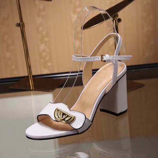 

designer women's thick heel sandals new fashion leather office height 8.5 cm party shoes round head size 35-41, Black
