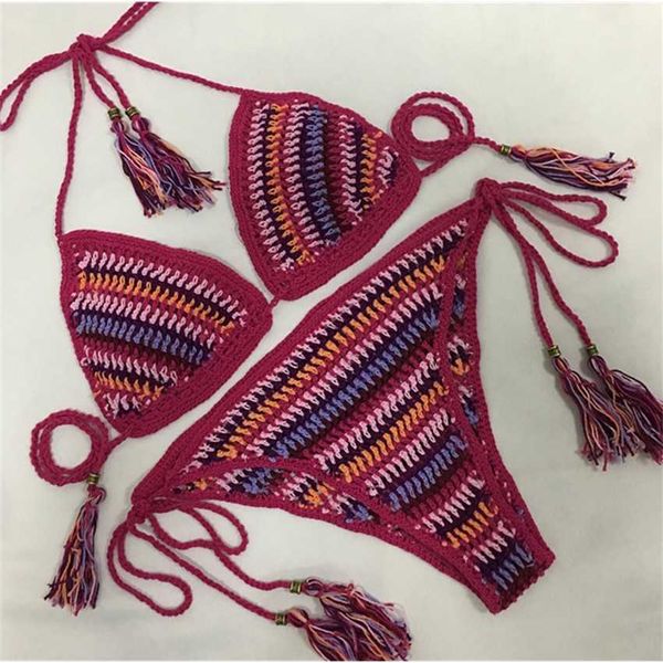 

hand hook knitted swimsuit hand bikini suit new style, White;black