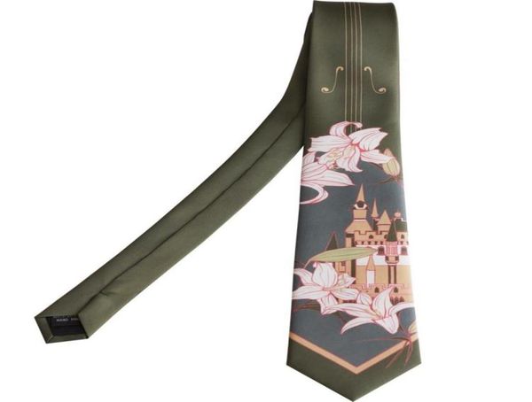 

neck ties unique creative printing cool funny party lily castle army green violin as a gift1212900, Blue;purple