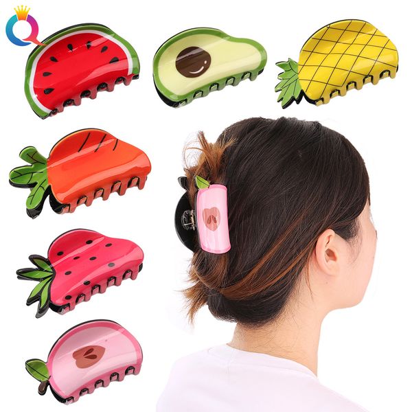 

cute fruit shape hair claw ribbon clips large crab hairpins for women thin hair accessories barrette girls gifts for women 1861, Slivery;white