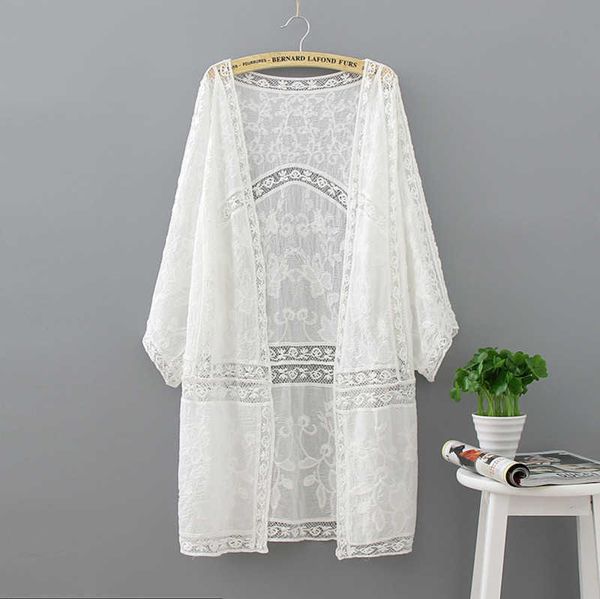 

embroidery long kimono summer 2023 fashion casual white shirt women clothes batwing sleeve loose blouse kimono cardigan