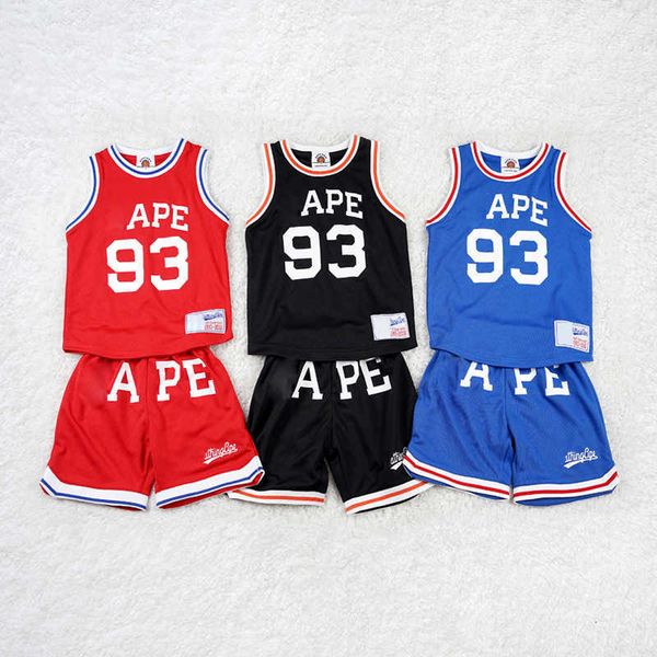 

mikiumkee2023 summer chil1en's and boys' student sports quick-1ying breathable sweat-absorbing vest set basketball suit