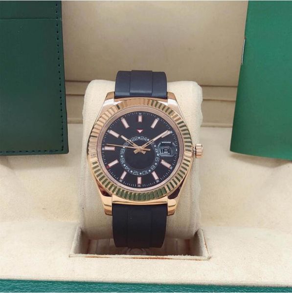 

designer mens watch watches black rubber strap oyster case oyster perpetual 9001 movement stainless steel automatic watch mechanical 42mm sk, Slivery;brown
