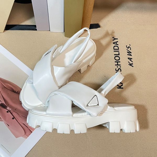 

new designer sandals shoes rubber thick soled gear hollow silver triangle ladies casual heightening buckle roman tide outdoor beach sandal w, Black